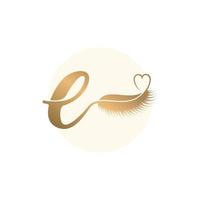 Letter E logo icon with lashes concept for beauty Premium Vector