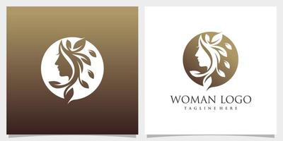 icono de vector de belleza natural para mujer con diseño de logotipo creativo moderno vector premium