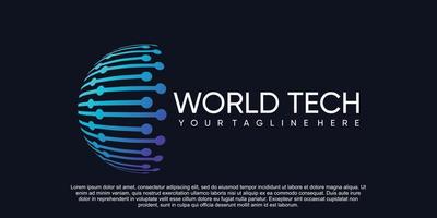 vector premium de diseño de logotipo de tecnología mundial