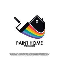 plantilla de logotipo de casa de pintura aislada en vector premium de fondo blanco