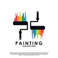 painting logo design Premium Vector