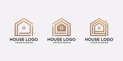 conjunto de ilustración de diseño de logotipo de casa moderna con vector premium de concepto minimalista