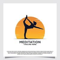 Meditation yoga logo design concept Premium Vector