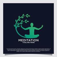 Meditation yoga logo design concept Premium Vector