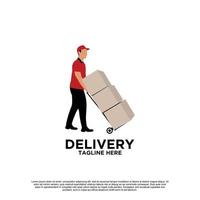 Delivery with courier man logo design Premium Vector part 5