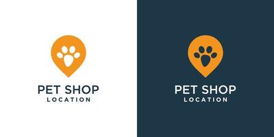 Pet logo design with love and location concept Premium Vector