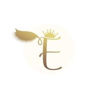 Letter E logo icon with lashes concept for beauty Premium Vector