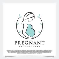 Pregnant logo design with creative element Premium Vector