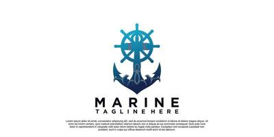 Marine Achor logo design with creative unique style Premium Vector part 2