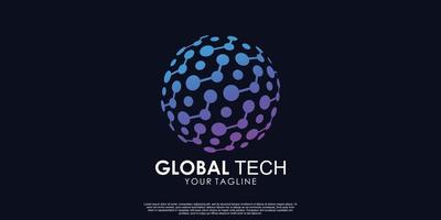 vector premium de diseño de logotipo de tecnología global