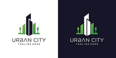 Urban logo with creative green concept vector