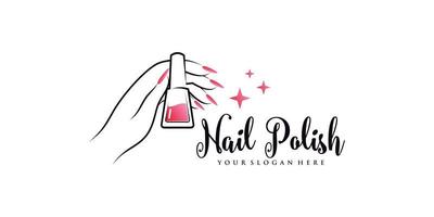 Nail polish or nail studio logo design with creative element and unique concept Premium Vector