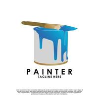 painting logo design Premium Vector