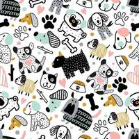 Cute doggie. Funny children's seamless pattern. Can be used in textile industry, paper, background, scrapbooking.Vector. vector