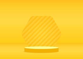 3D Yellow Cylinder Podium Product Background vector