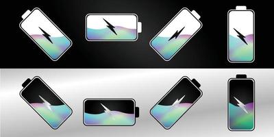 Battery icons set, level energy battery, elegant full color stock vector