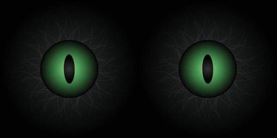 spooky green eyes monster with pupils like cats eyes vector