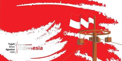 indonesian independence day banner 17 august 1945, simple background with a little free space you can add a logo according to the year of independence vector