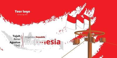 pancarta del día de la independencia de Indonesia 17 de agosto de 1945, fondo simple con un poco de espacio libre puede agregar un logotipo según el año de la independencia vector