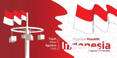 indonesian independence day banner 17 august 1945, simple background with a little free space you can add a logo according to the year of independence vector