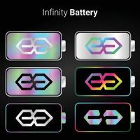 Battery icons set, infinity battery, energy battery, elegant full color stock vector