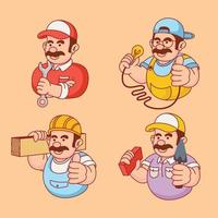 Crafrsman character set in flat cartoon style vector