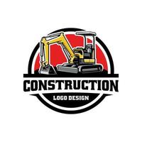 excavator heavy duty construction logo vector