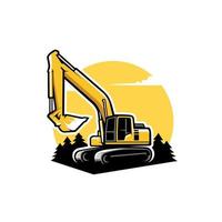 excavator loader - heavy construction machine illustration logo vector