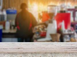 wooden top and bar in coffee shop photo