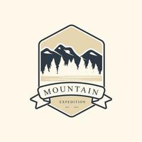 outdoor mountain adventure logo graphic design icon modern vintage vector illustration