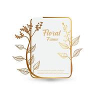 Botanical Frame Template. Hand drawn line border, branch with leaves vector