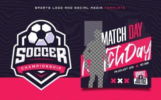 Soccer sports Logo and match day banner flyer for social media post