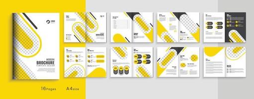 perfil de la empresa, perfil comercial de 16 páginas, diseño de folleto, plantilla de folleto plegable de la empresa vector