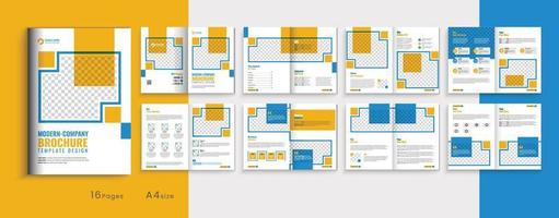 perfil de la empresa corporativa diseño de plantilla de folleto bifold empresarial de varias páginas, perfil empresarial de 16 páginas, diseño de folleto, folleto bifold moderno plantilla totalmente editable vector