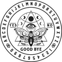Ouija board with Death's Head Moth vector