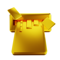 3D illustration golden credit card and atm png