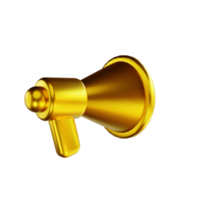 megafone dourado de ilustração 3D png