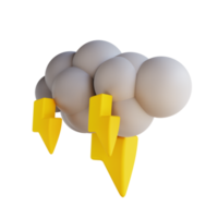 3D illustration cloudy weather and lightning png