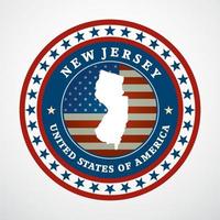 Label with map of New Jersey, vector
