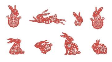 conejo en el arte de corte de papel chino tradicional
