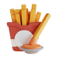 3D-Darstellung Pommes Frites und Sauce png