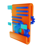 3d illustratie uitrusting en document inhoud beheer png