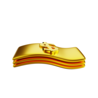 3D-Darstellung goldenes Papiergeld png