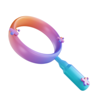 3D illustration colorful magnifying glass png
