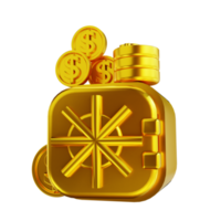 3D illustration golden save money png