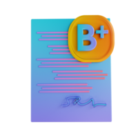 3D illustration colorful assignment report card png