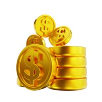 monedas de dinero de oro de ilustración 3d png