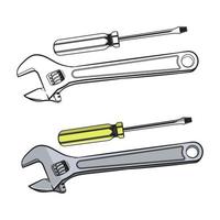 screwdriver and wrench Repair tools vector