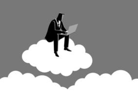 el hombre de negocios se sienta en la nube vector