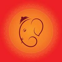 Indian Ganpati festival design with minimal lord Ganesh face and mandala background, God Ganpati design that you can use as background, post, invitation, greeting, etc. vector